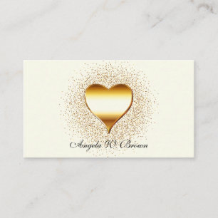 Carte De Visite Bling Coeur Doré Paillettes Points