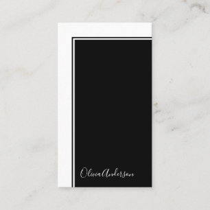 Carte De Visite Bloc de couleur blanc noir minimaliste simple et é