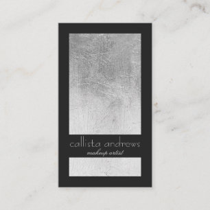 Carte De Visite Bloc de couleur noire élégant moderne en argent