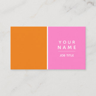 Carte De Visite Bloc de couleur rose et orange minimaliste moderne