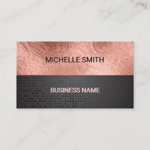 Carte De Visite Bloc de couleur Rose Gold Foil Black Metallic
