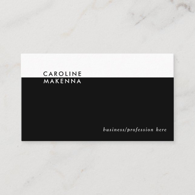 Carte De Visite Bloc de couleur simple noir et blanc professionnel (Devant)