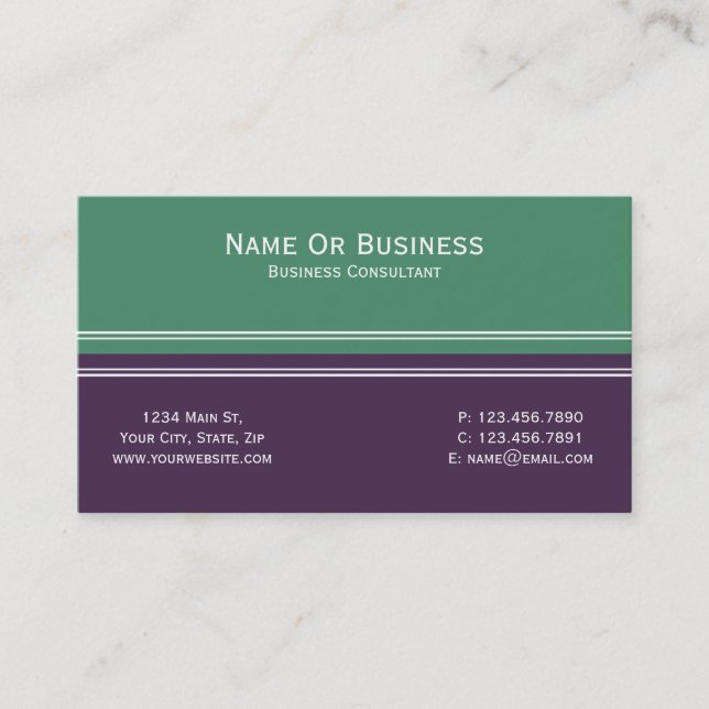 Carte De Visite Bloc de couleur violet Acai et vert de billard (Devant)