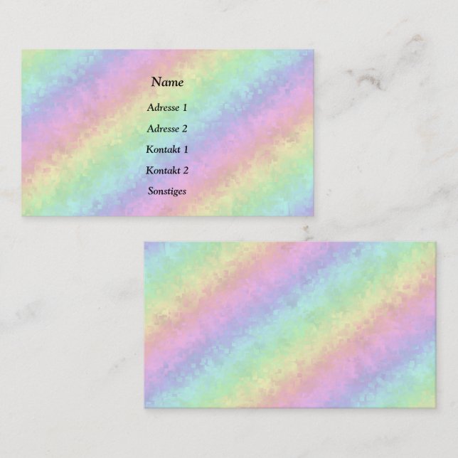 Carte De Visite Blocs dans Pastel Colours 3D Rainbow Art (Devant / Derrière)