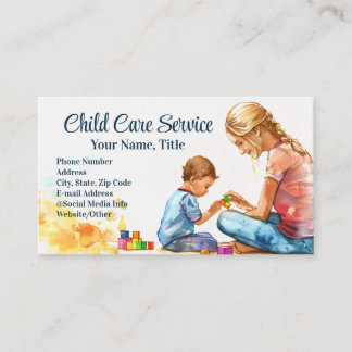 Carte De Visite Blocs d'aquarelle Garde d'enfants Soins aux enfant
