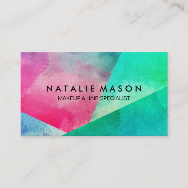 Carte De Visite Blocs de couleur d'aquarelle élégants (Devant)