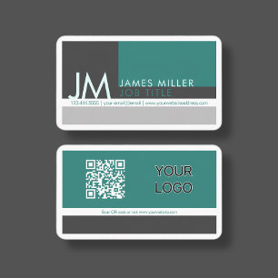 Carte De Visite Blocs de couleur modernes Vert Gris Blanc Entre