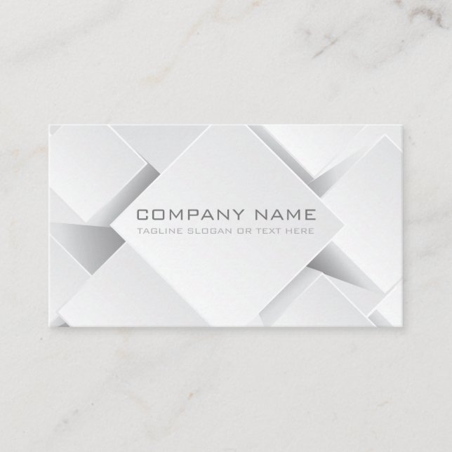 Carte De Visite Blocs Géométriques de Business Blanc et Étain (Devant)