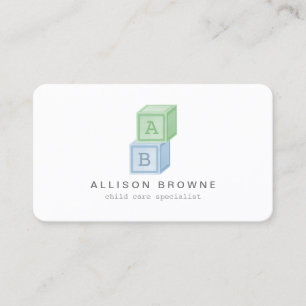 Carte De Visite Blocs pour bébés Monogramme Garde d'enfants, Babys