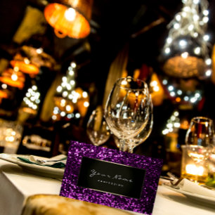 Carte De Visite Blogger de mode Cadre Violet Violet Parties scinti