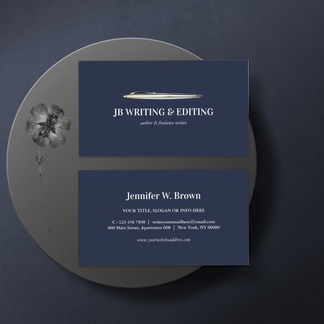 Carte De Visite Blogger de stylo Ballpoint Navy (Créateur téléchargé)