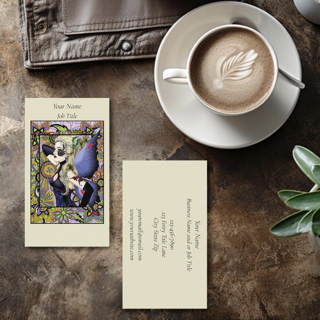 Carte De Visite Blonde Fairy Floral Purple (Créateur téléchargé)
