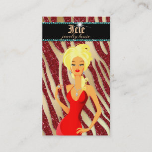 Carte De Visite Blonde rouge d'or d'étincelle de zèbre de diamants