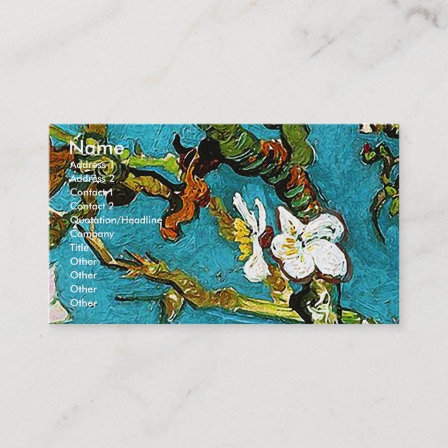 Carte De Visite Blossoming Almond Tree Van Gogh Fine Art (Devant)