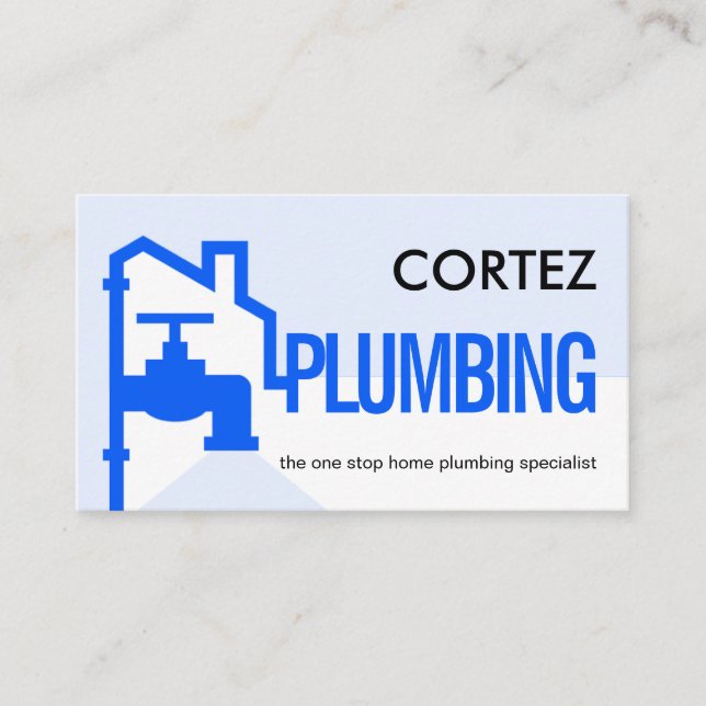 Carte De Visite Blue Building Pipe Frame Leaking Faucet (Devant)