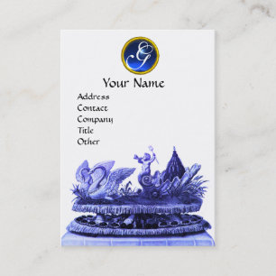 CARTE DE VISITE BLUE CERISE OF SWANS WITH CUPCAKES AND PASTRY