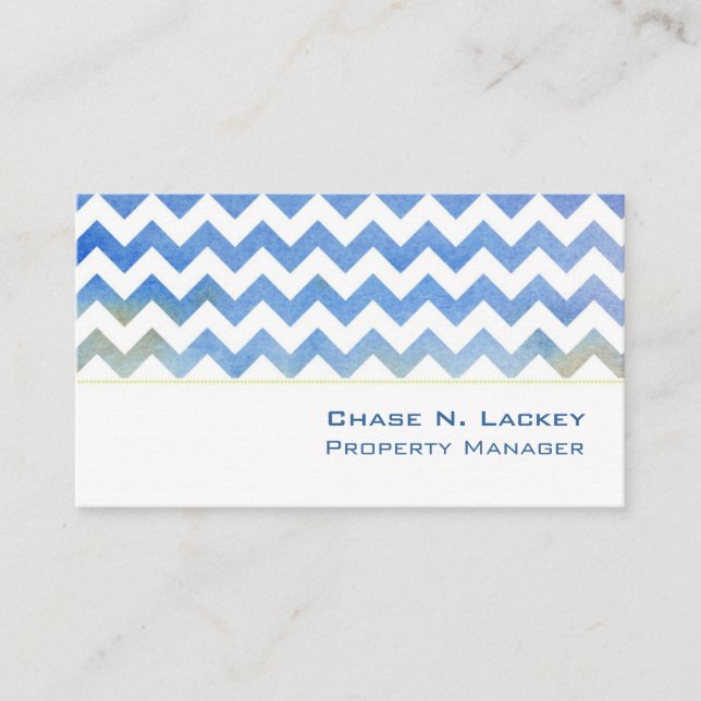 Carte De Visite Blue Chevron Moderne Minimal (Devant)
