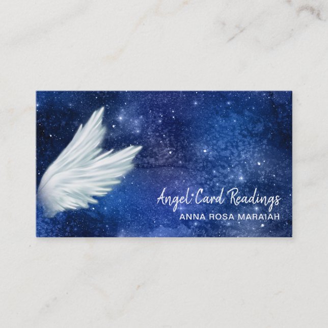 Carte De Visite *~* Blue Cosmos Stars Galaxy Angel Wing Universe (Devant)