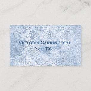 Carte De Visite Blue Damask Elegant Vintage Typographie