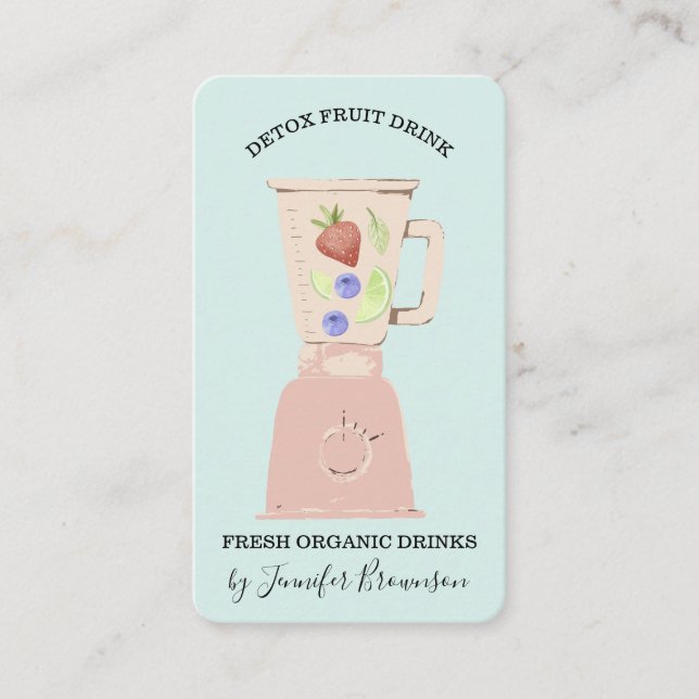 Carte De Visite Blue Detox Fruits frais Boire Blender (Devant)