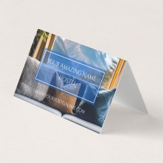 Carte De Visite Blue Elegant Hostel Photo Delicy Design Clair