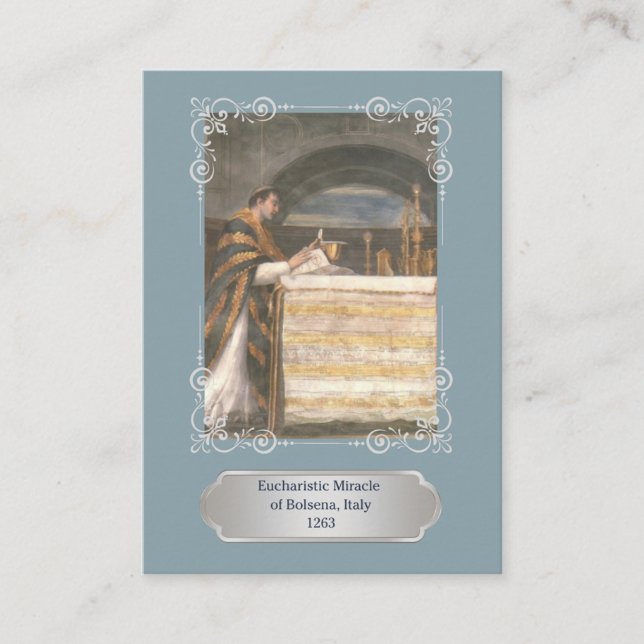 Carte De Visite Blue Eucharistic Miracle Communion Prayer Card (Devant)