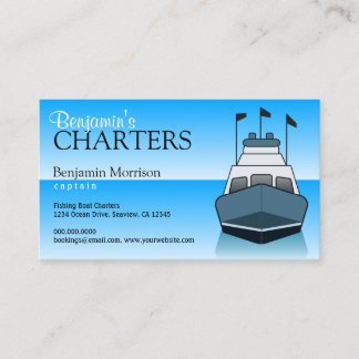 Carte De Visite Blue Fishing Bateau Charte des services Guide de n