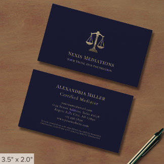 Carte De Visite Blue Gold Justice Médiation juridique