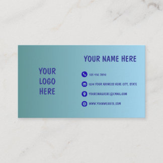 Carte De Visite Blue Gradient Minimal Logo Business Card