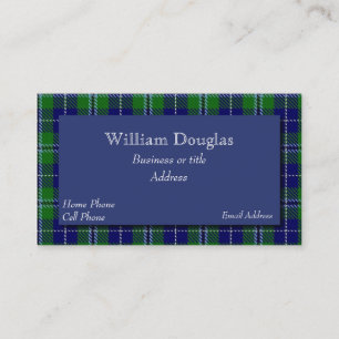 Carte De Visite Blue & Green Douglas Scottish Tartan Plaid Custom