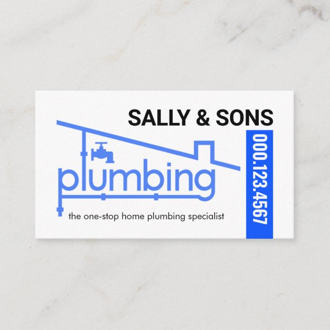 Carte De Visite Blue Home Plumbing Pipeline Plumber Service (Devant)