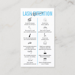 Carte De Visite Blue Icon Lash Extension Aftercare