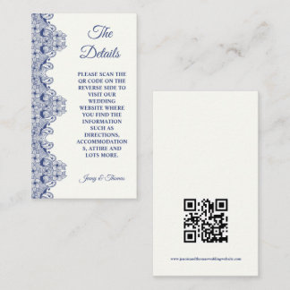 Carte De Visite Blue Lace Elegant Mariage Détails CARD