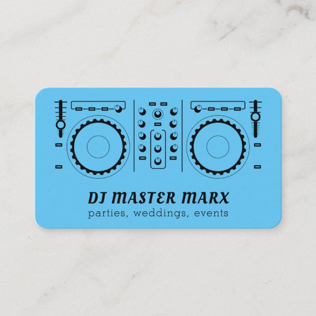 Carte De Visite Blue Light Disk Jockey Tourne-disque Party (Devant)