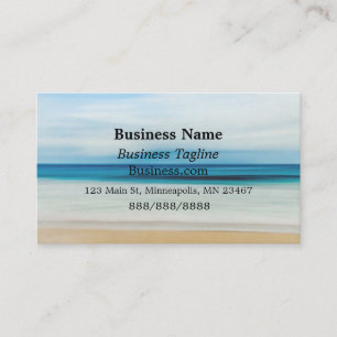 Carte De Visite Blue Ocean Waves et Sandy Shore Simple Business