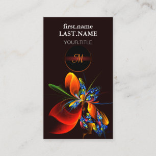 Carte De Visite Blue Orange Floral Moderne Art Abstrait Motif #03