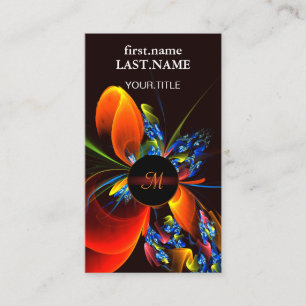 Carte De Visite Blue Orange Floral Moderne Art Abstrait Motif #03