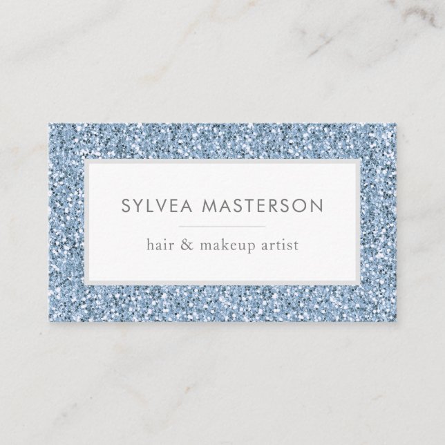 Carte De Visite Blue Pastel Parties scintillant Moderne Minimal (Devant)