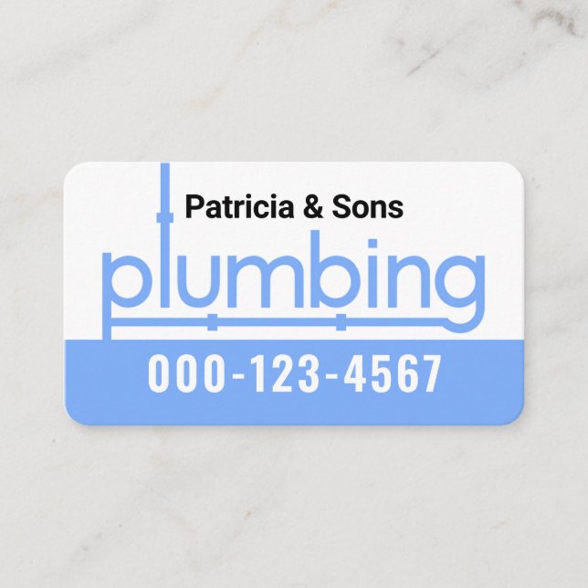 Carte De Visite Blue Plumbing Pipes Signage Plumber (Devant)