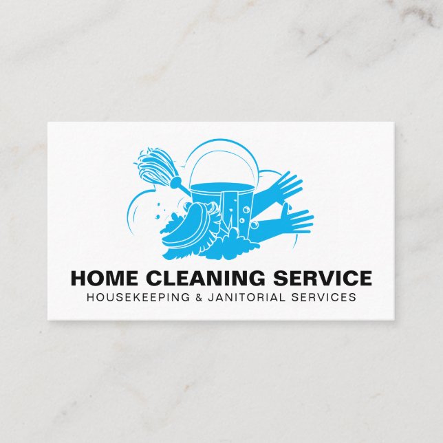 Carte De Visite Blue Pro Home Cleaning Service Janitorial Maid (Devant)