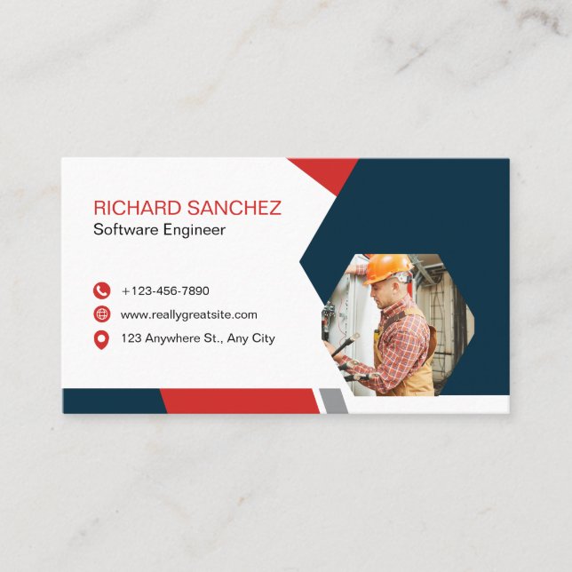 Carte De Visite Blue Red Modern Custom   (Devant)