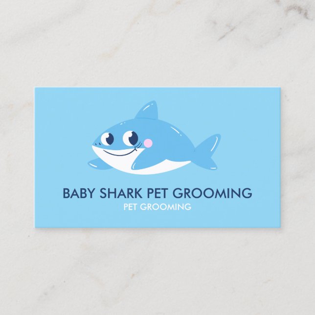 Carte De Visite Blue Shark Fish | Baby Sitter Care (Devant)