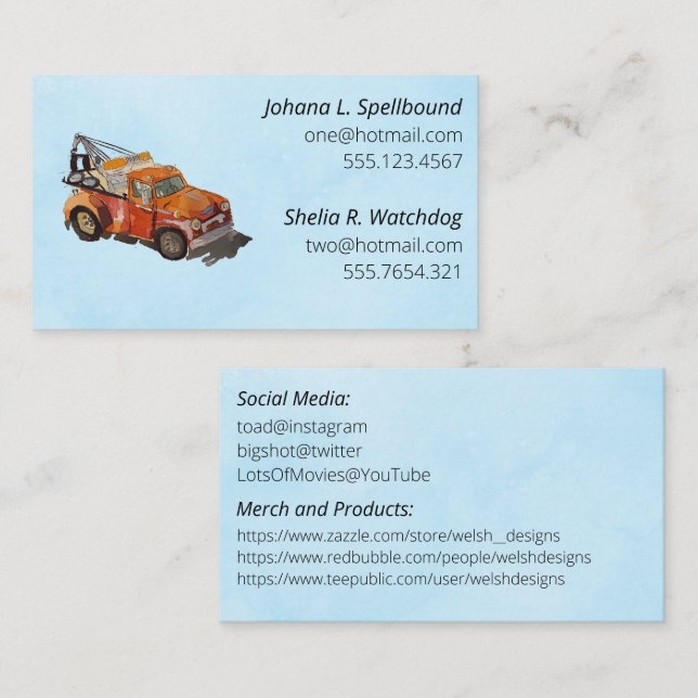 Carte De Visite Blue Social introduction calling card-wrecker (Devant / Derrière)