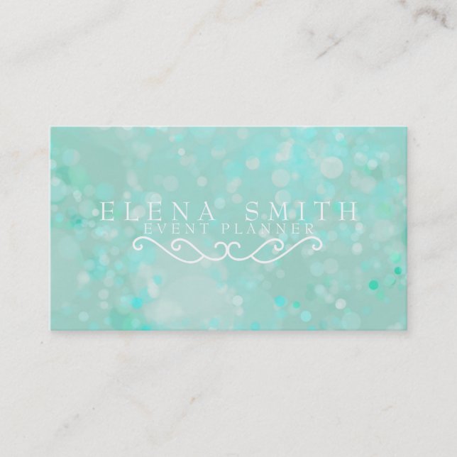 Carte De Visite Blue Sparkle Bokeh (Devant)