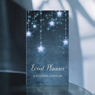 Carte De Visite Blue Sparkly Stars sous Sky Event Planner