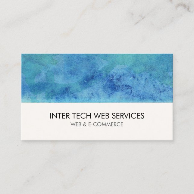 Carte De Visite Blue Watercolor Web Design Business Card (Devant)