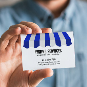 Carte De Visite Blue White Awning Services Nettoyage professionnel