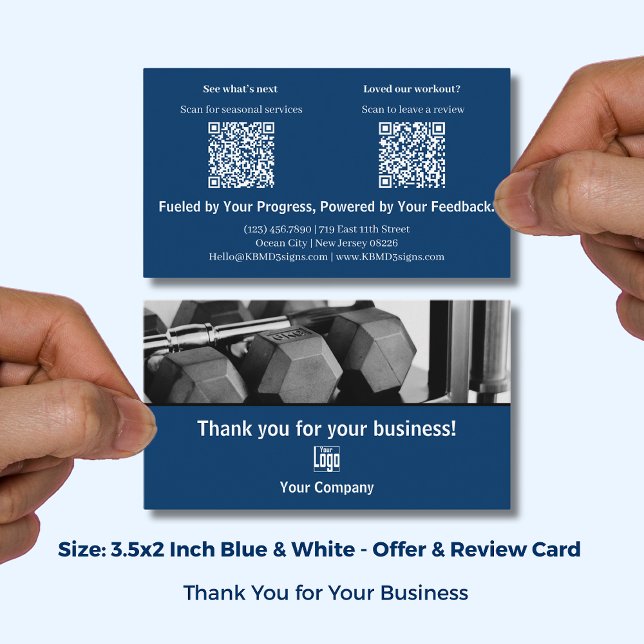 Carte De Visite Blue White Fitness Branding Seasonal Review Thanks (Blue White Fitness Branding Seasonal Review Thanks Business Card; Size: 3.5x2 Inch (US))