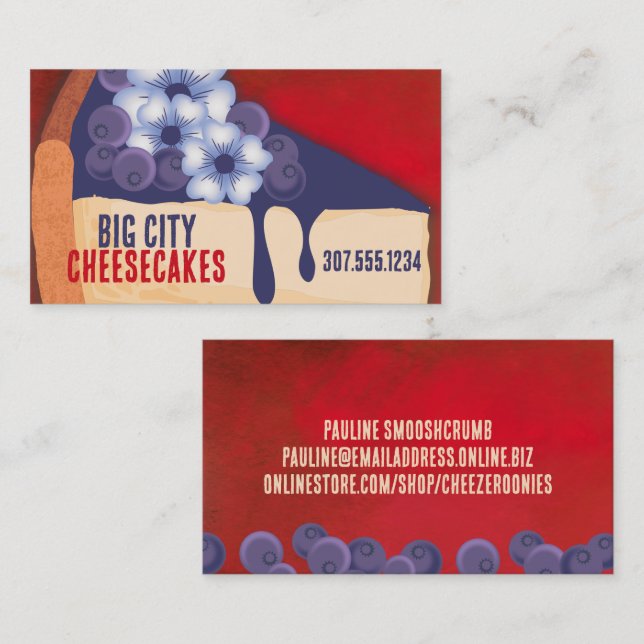 Carte De Visite Blueberry cheesecake boulangerie mariage événement (Devant / Derrière)