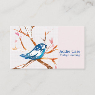 Carte De Visite Bluebird Dans Les Branches De L'Arbre Coeurs Feuil